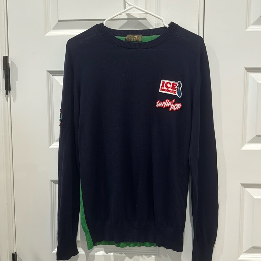 Ice Iceberg “surfin pop” Long Sleeve Sweater Size Large